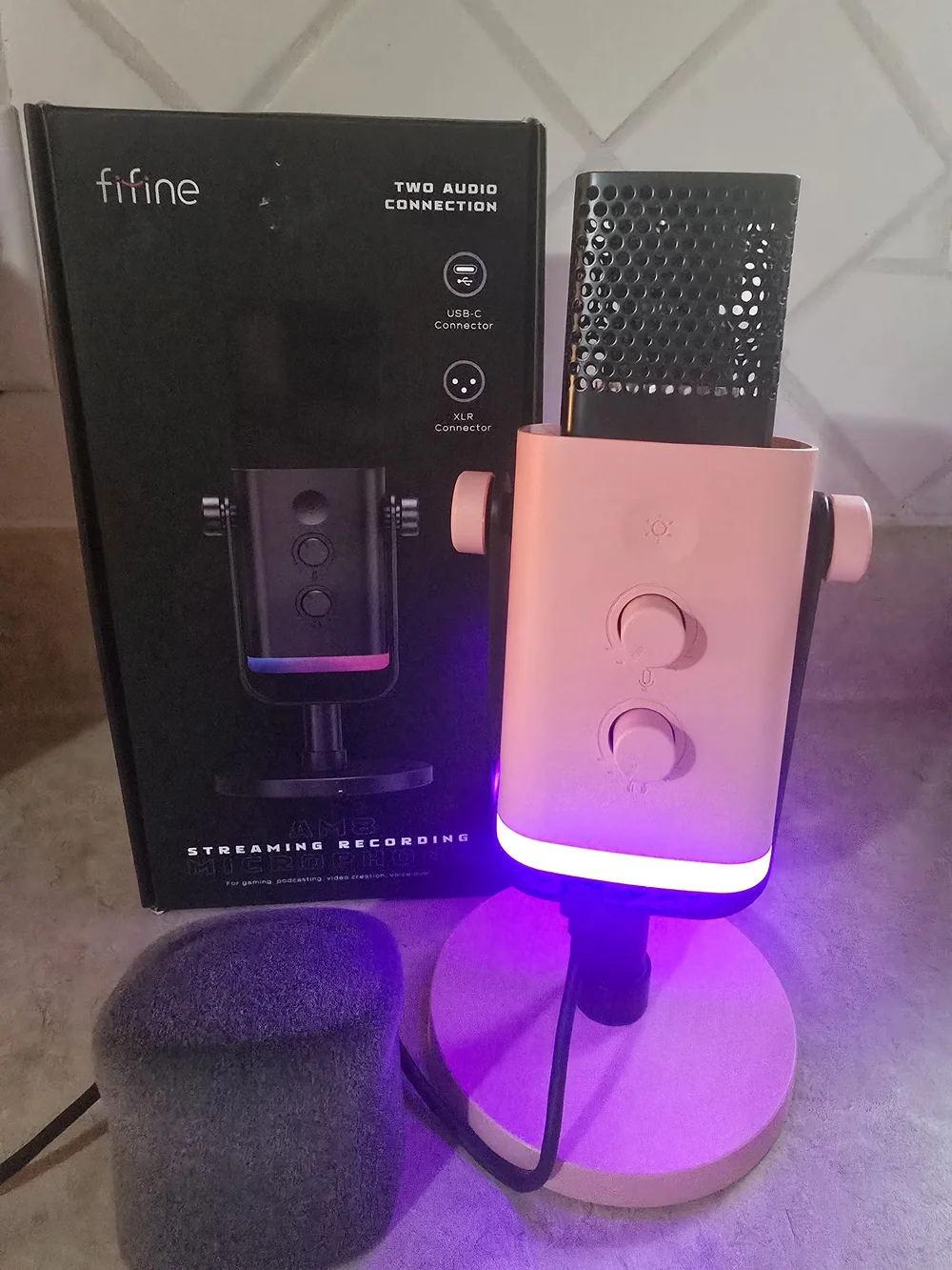 FIFINE AM3 Streaming Recording Microphone - Black with RGB Accent